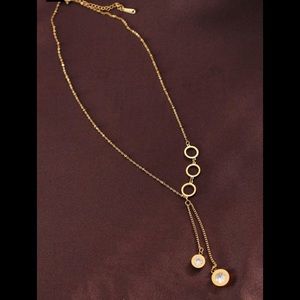 Women's gold steel necklace with zircon gemstones